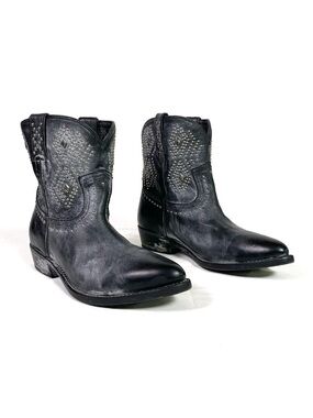 Frye Billy Studded Cowboy Short Boots Black